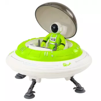 LEAN TOYS UFO Kosmosa kuģis ar astronauta figūru, gaismām un skaņām, zaļš