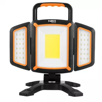 NEO TOOLS 99-125 uzlādējama COB LED darba lampa 2000lm, 20W, 6500K auksti balta, 4400mAh Li-ion, USB-C, magnētiskā pamatne, IP44
