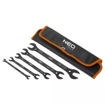NEO TOOLS Super plānas abpusējas plakanās uzgriežņu atslēgas, 4-in-1, 6-27 mm (20 izmēri), 5 gab. komplekts