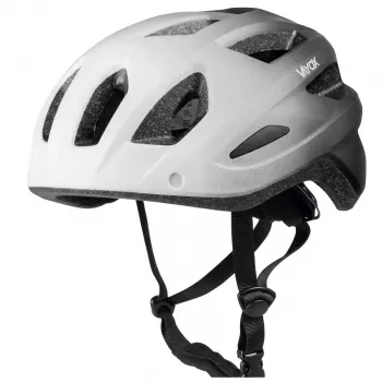 Vayox Active velosipēda ķivere ar LED gaismu, balta-melna, M izmērs (54-58 cm)