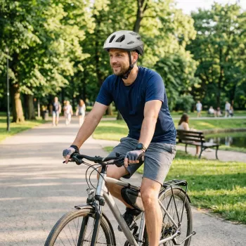 Vayox Active velosipēda ķivere ar LED gaismu, balta-melna, M izmērs (54-58 cm)