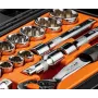 NEO TOOLS 1/2 inch piedziņas uzgriežņu atslēgu komplekts, 23 daļas, hroma vanādija tērauds, DIN 3124