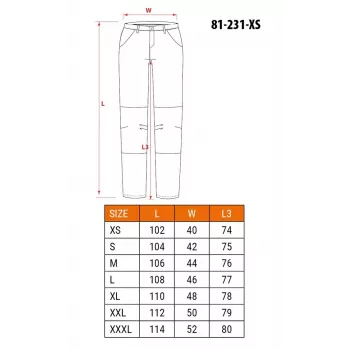 NEO Tools 81-231-XS Aizsargdarba bikses, pelēkas ar zaļiem akcentiem, izmērs XS, 100% kokvilna, 270 g/m², CE sertificētas