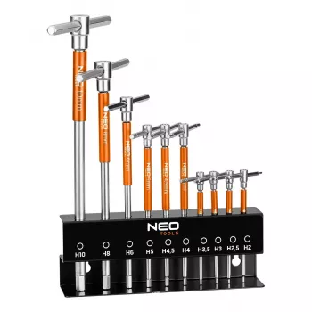 NEO TOOLS Spraudņu uzgriežņu atslēgas ar stieni 2-10 mm, 10 gab. komplekts statīvā