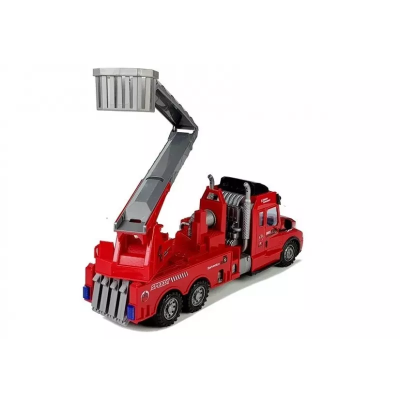 LEAN TOYS Ugunsdzēsēju mašīna ar kāpnēm R/C Tālvadība 1:14 Mērogs 2.4GHz Ūdens smidzinātājs Gaismas Skaņas