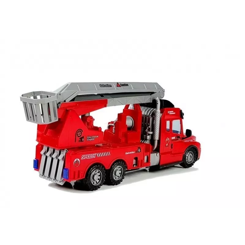 LEAN TOYS Ugunsdzēsēju mašīna ar kāpnēm R/C Tālvadība 1:14 Mērogs 2.4GHz Ūdens smidzinātājs Gaismas Skaņas