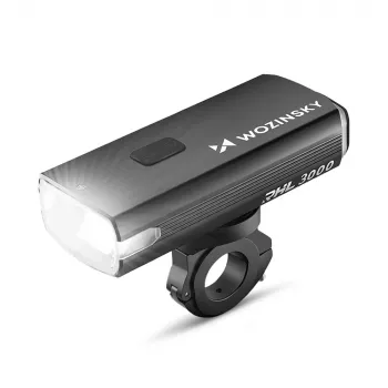WOZINSKY 3000 lūmenu USB-C uzlādējams velosipēda priekšējais lukturis ar power bank funkciju - melns