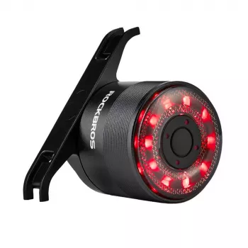 ROCKBROS Q1 aizmugurējais velosipēda lukturis, 7 LED krāsas, ar USB-C kabeli, melns