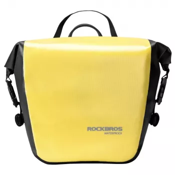 ROCKBROS AS-003-1Y Ūdensnecaurlaidīga velosipēda soma 10-14L ar plecu siksnu, priekšējā/aizmugurējā stiprinājums, dzeltena