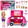 LEAN TOYS Saldējuma furgons leļļu rotaļu komplekts, salokāms, rozā, 33 daļas