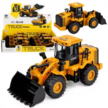 LEAN TOYS Būvniecības transportlīdzeklis Ekskavators ar kustīgu kausu, gaismām un skaņām, dzeltens, 1:43
