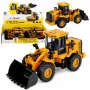 LEAN TOYS Būvniecības transportlīdzeklis Ekskavators ar kustīgu kausu, gaismām un skaņām, dzeltens, 1:43