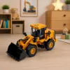 LEAN TOYS Būvniecības transportlīdzeklis Ekskavators ar kustīgu kausu, gaismām un skaņām, dzeltens, 1:43