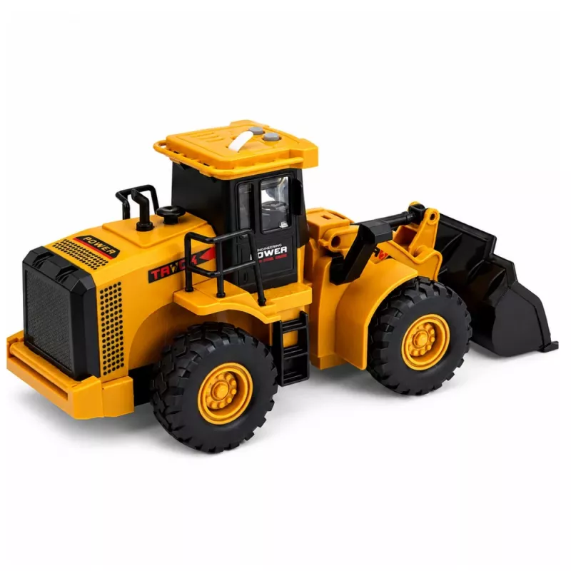 LEAN TOYS Būvniecības transportlīdzeklis Ekskavators ar kustīgu kausu, gaismām un skaņām, dzeltens, 1:43