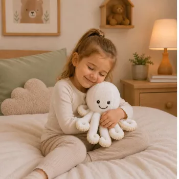 LEAN TOYS Plīša astoņkājis ar elastīgiem taustekļiem, balts, 30 cm