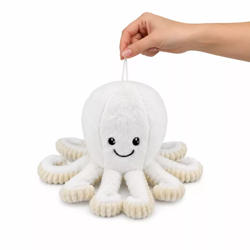 LEAN TOYS Plīša astoņkājis ar elastīgiem taustekļiem, balts, 30 cm