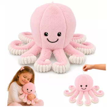 LEAN TOYS Pluša astoņkājis ar elastīgiem taustekļiem, rozā, 50 cm