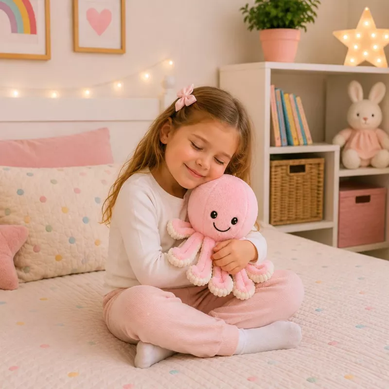 LEAN TOYS Pluša astoņkājis ar elastīgiem taustekļiem, rozā, 50 cm