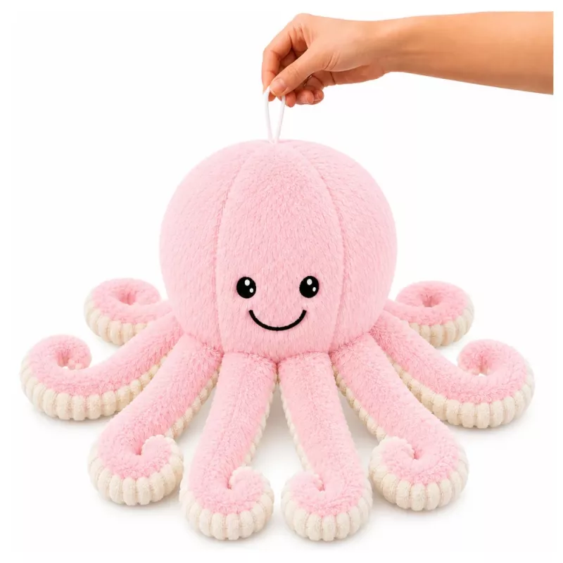 LEAN TOYS Pluša astoņkājis ar elastīgiem taustekļiem, rozā, 50 cm