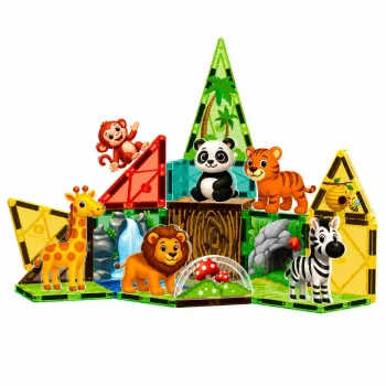 LEAN TOYS Magnētiskie konstruktora bloki Savvaļas dzīvnieki Džungļi ZOO 27 gab.