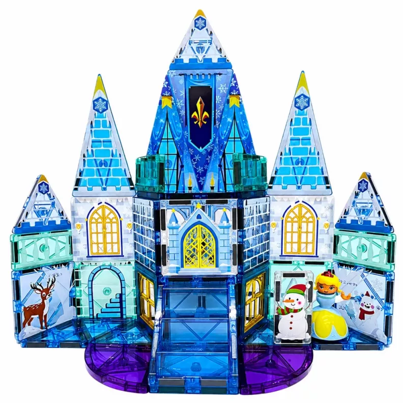 LEAN TOYS magnētiskie konstruktora bloki Ledus princeses pils zilā krāsā, 47 gab.