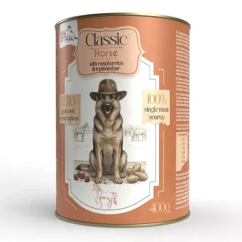SYTA MICHA Classic Mono Horse ar avenēm un topinambūru - mitrā suņu barība - 400g