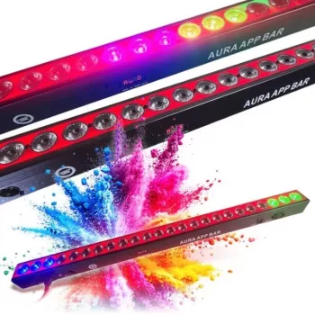 LIGHT4ME AURA APP BAR Dekoratīvā LED gaismas josla ar Bluetooth lietotnes vadību, 16 RGB LED, mūzikas sinhronizāciju, USB-C, melna