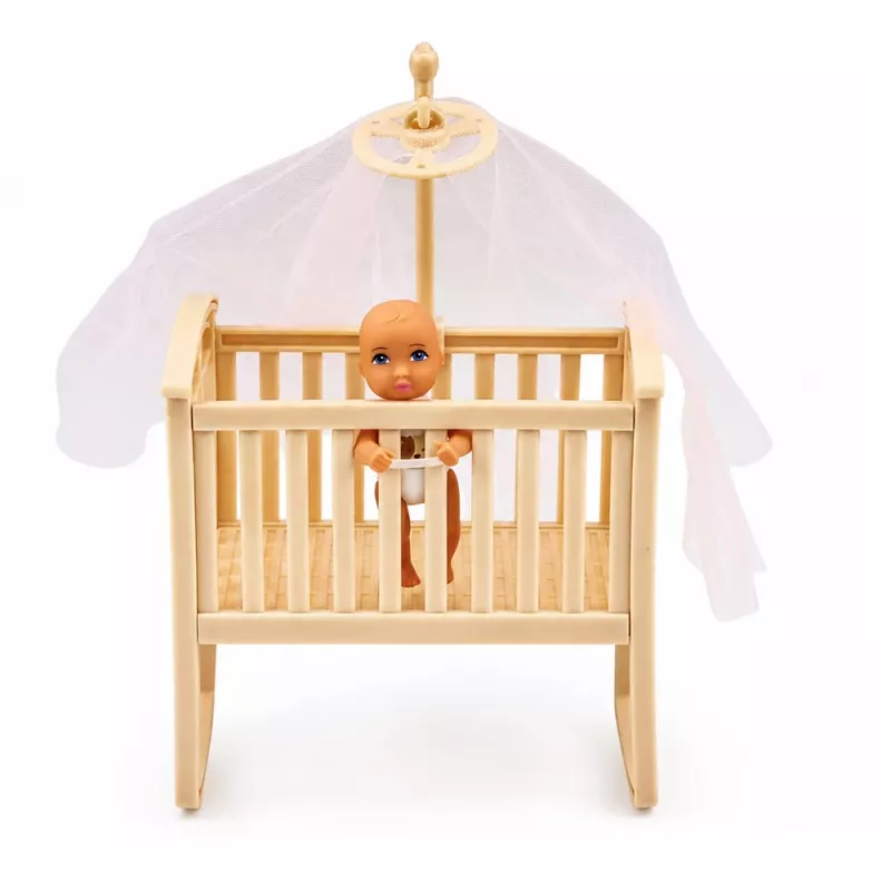 LEAN TOYS Anlily Mamma un dvīņu mazuļu leļļu komplekts ar aksesuāriem