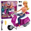 LEAN TOYS Anlily ceļotāja lelle ar skrejriteni, brillēm, tālruņa turētāju un aksesuāriem