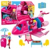 LEAN TOYS Salokāma lidmašīna lellēm ceļojumu komplekts Aksesuāri lellēm Rozā 9 gab.