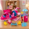 LEAN TOYS Salokāma lidmašīna lellēm ceļojumu komplekts Aksesuāri lellēm Rozā 9 gab.