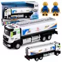LEAN TOYS Metāla cisternas kravas auto ar inerces piedziņu, gaismām un skaņām, zils un balts, mērogs 1:40