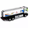 LEAN TOYS Metāla cisternas kravas auto ar inerces piedziņu, gaismām un skaņām, zils un balts, mērogs 1:40