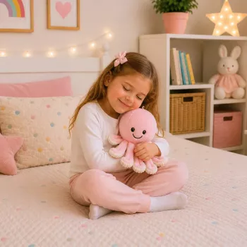 LEAN TOYS Pluša astoņkājis ar elastīgiem taustekļiem, mīksts rozā mīļmantiņa, 30 cm