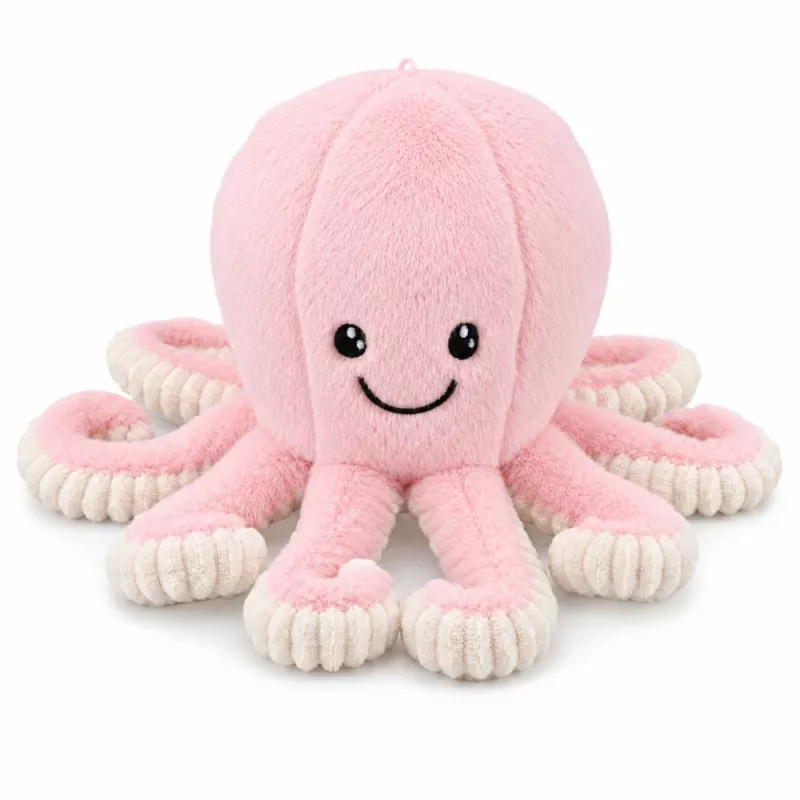 LEAN TOYS Pluša astoņkājis ar elastīgiem taustekļiem, mīksts rozā mīļmantiņa, 30 cm