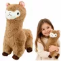 LEAN TOYS Plīša alpaka lama mīkstā rotaļlieta ar mīkstu kažokādu, bēša, 38 cm