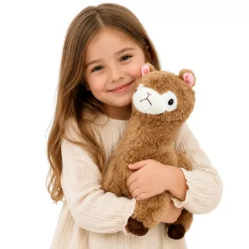 LEAN TOYS Plīša alpaka lama mīkstā rotaļlieta ar mīkstu kažokādu, bēša, 38 cm