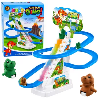 LEAN TOYS Trases Dinozauru Slīdkalniņš ar Kustīgām Kāpnēm, Figūrām, Gaismām un Skaņām