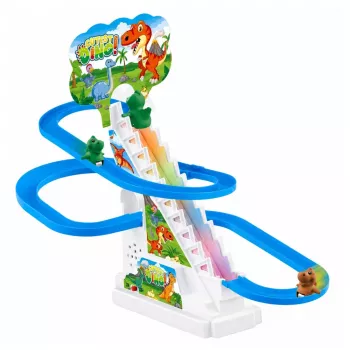 LEAN TOYS Trases Dinozauru Slīdkalniņš ar Kustīgām Kāpnēm, Figūrām, Gaismām un Skaņām