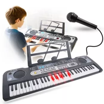 MQ 6119L 61 taustiņu pārnēsājama elektroniskā klaviatūra ar LED displeju, 128 toņiem, 128 ritmiem, ierakstīšanas un mācību funkcijām, melna