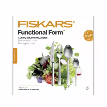 Fiskars Functional Form 24 daļu galda piederumu komplekts, matēts nerūsējošais tērauds
