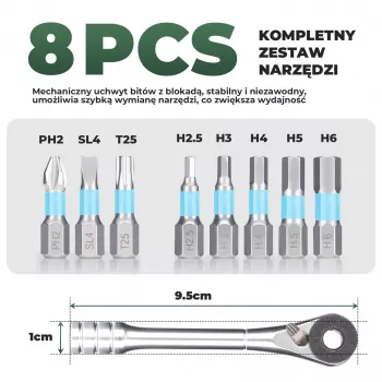 ROCKBROS TG-8601 sprūdrata velosipēda daudzrīks ar S2 tērauda uzgaļiem, cilindrisku alumīnija korpusu, melns