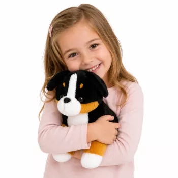 LEAN TOYS Plīša mīkstais suns apskaužamais mīkstais rotaļlieta Bernes ganu suns 30x30 cm