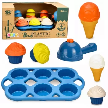 LEAN TOYS Videi draudzīgs koka saldējuma pagatavošanas komplekts bērniem 26 gab.