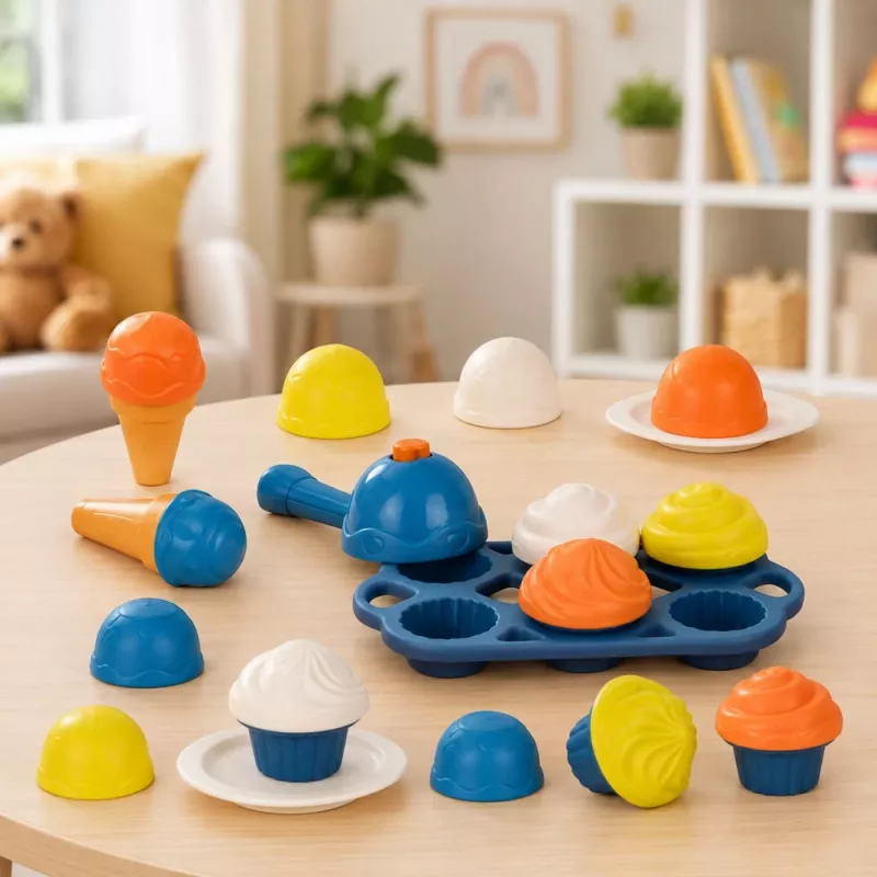 LEAN TOYS Videi draudzīgs koka saldējuma pagatavošanas komplekts bērniem 26 gab.