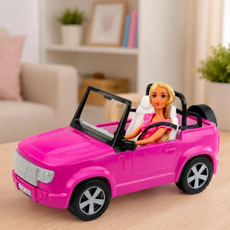 LEAN TOYS Anlily lelle kabrioletā purpura tālruņa turētājs ar austiņām