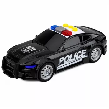 LEAN TOYS Policijas automašīna ar gaismām un skaņām, melna, mērogs 1:32