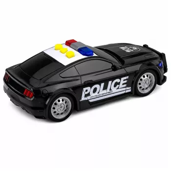 LEAN TOYS Policijas automašīna ar gaismām un skaņām, melna, mērogs 1:32