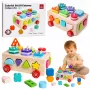 LEAN TOYS koka Montessori izglītojošais šķirotājs uz riteņiem ar formām un cipariem
