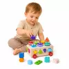 LEAN TOYS koka Montessori izglītojošais šķirotājs uz riteņiem ar formām un cipariem